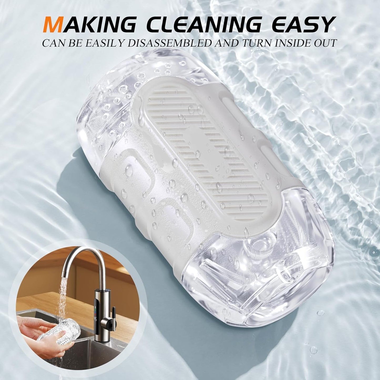 Open-Ended Dual Channel Penis Sleeve Oral Masturbator Pocket Pussy Stroker