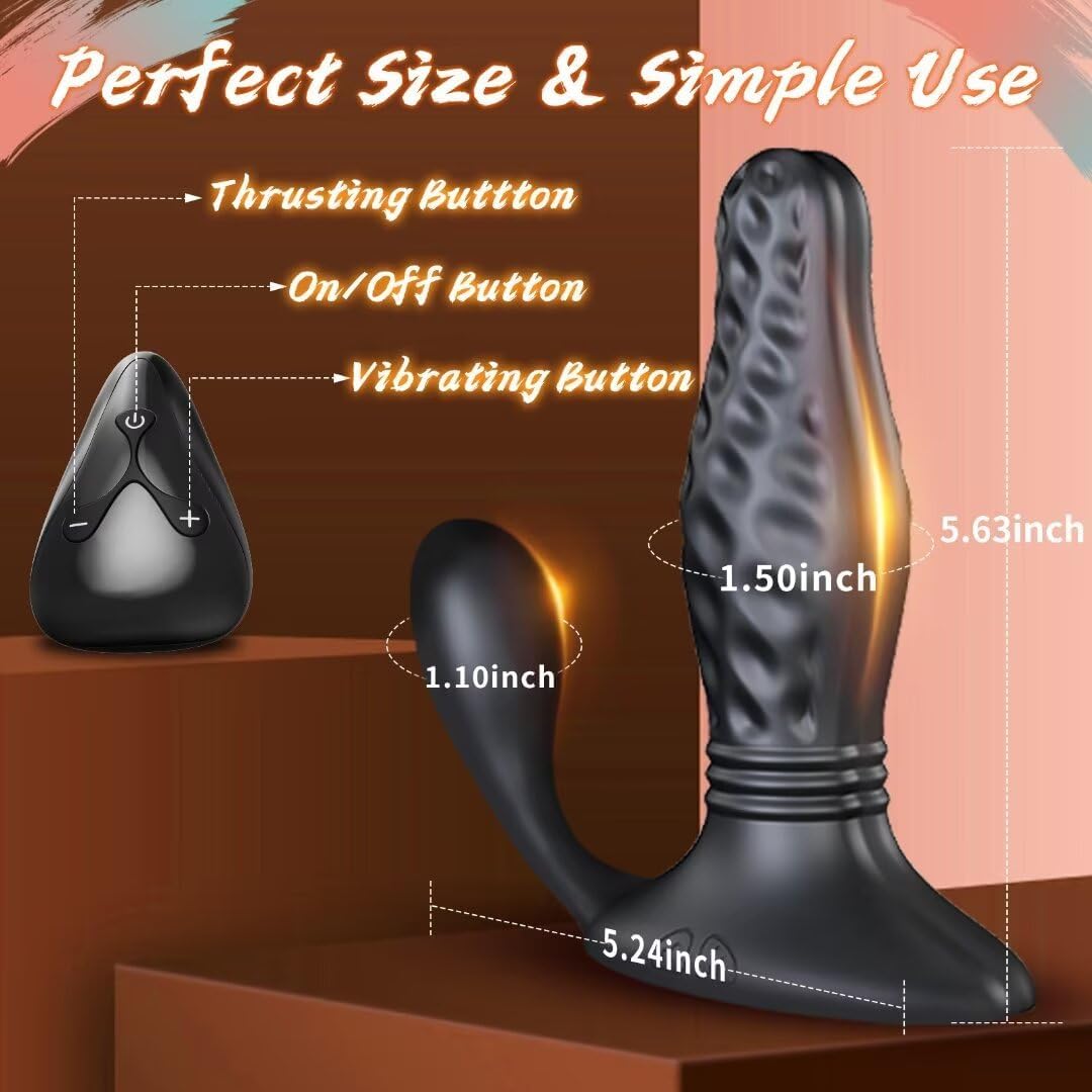 Anal Plug Prostate Massager Butt Plug with 12 Vibration & 3 Thrusting Modes