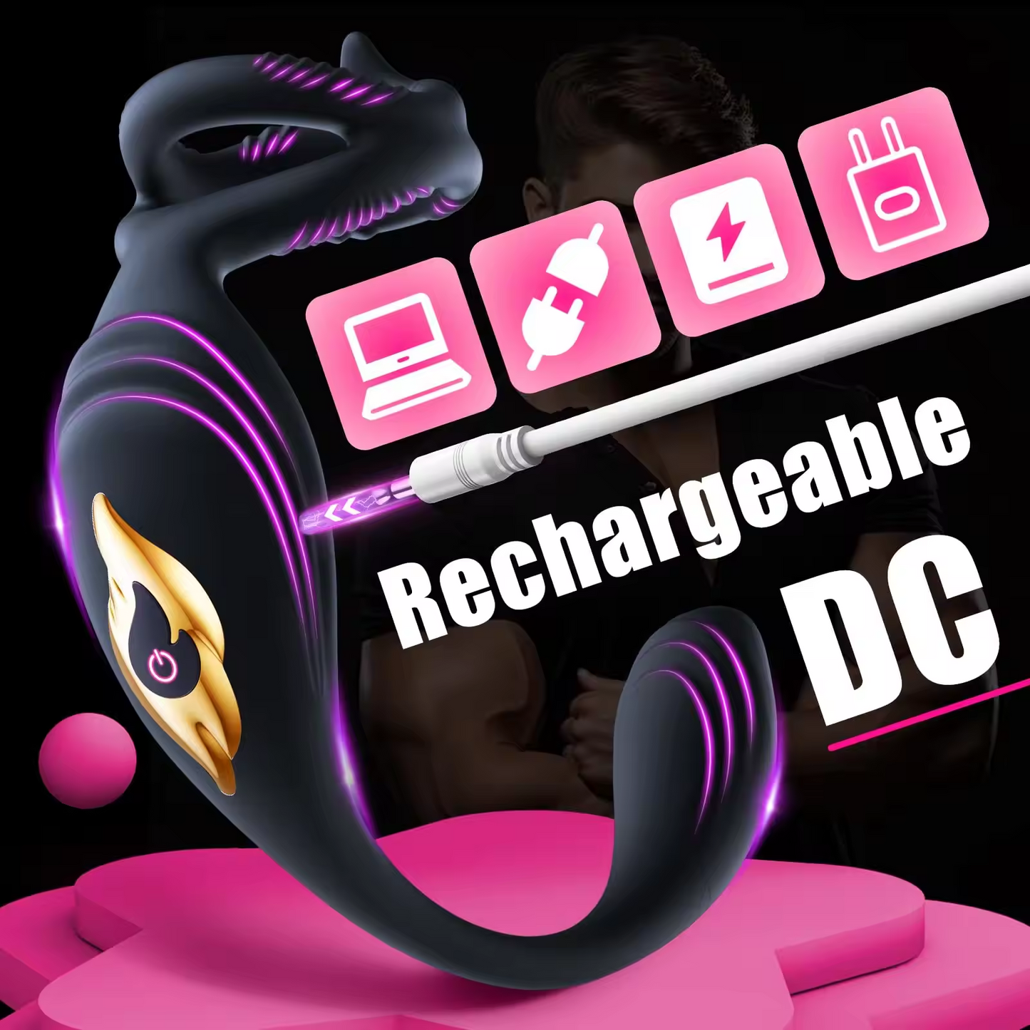 4 IN 1 Anal Vibrator Prostate Massager Cock Ring with 7 Vibrations Modes