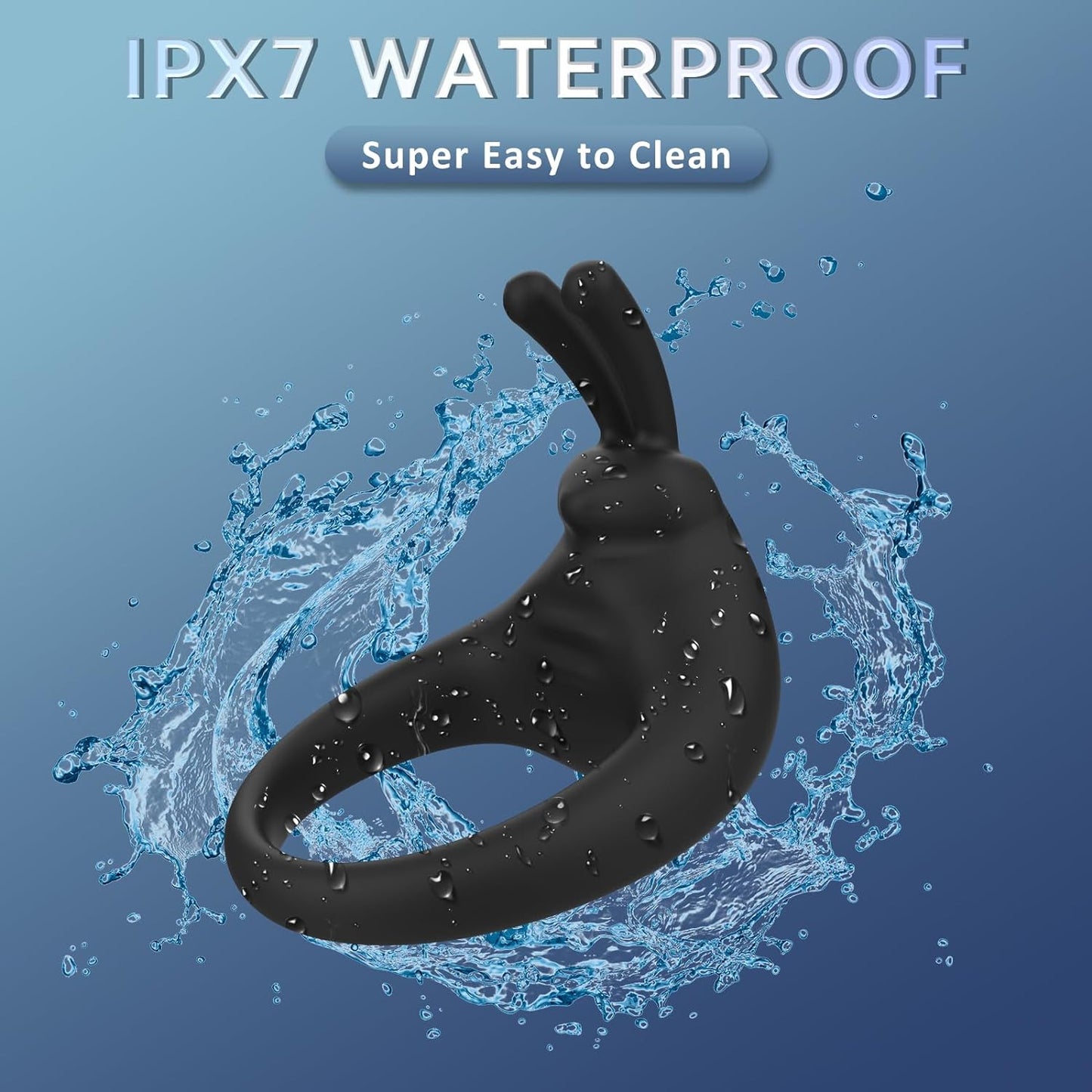 Anneau pénien en forme de lapin, télécommande avec 10 vibrations