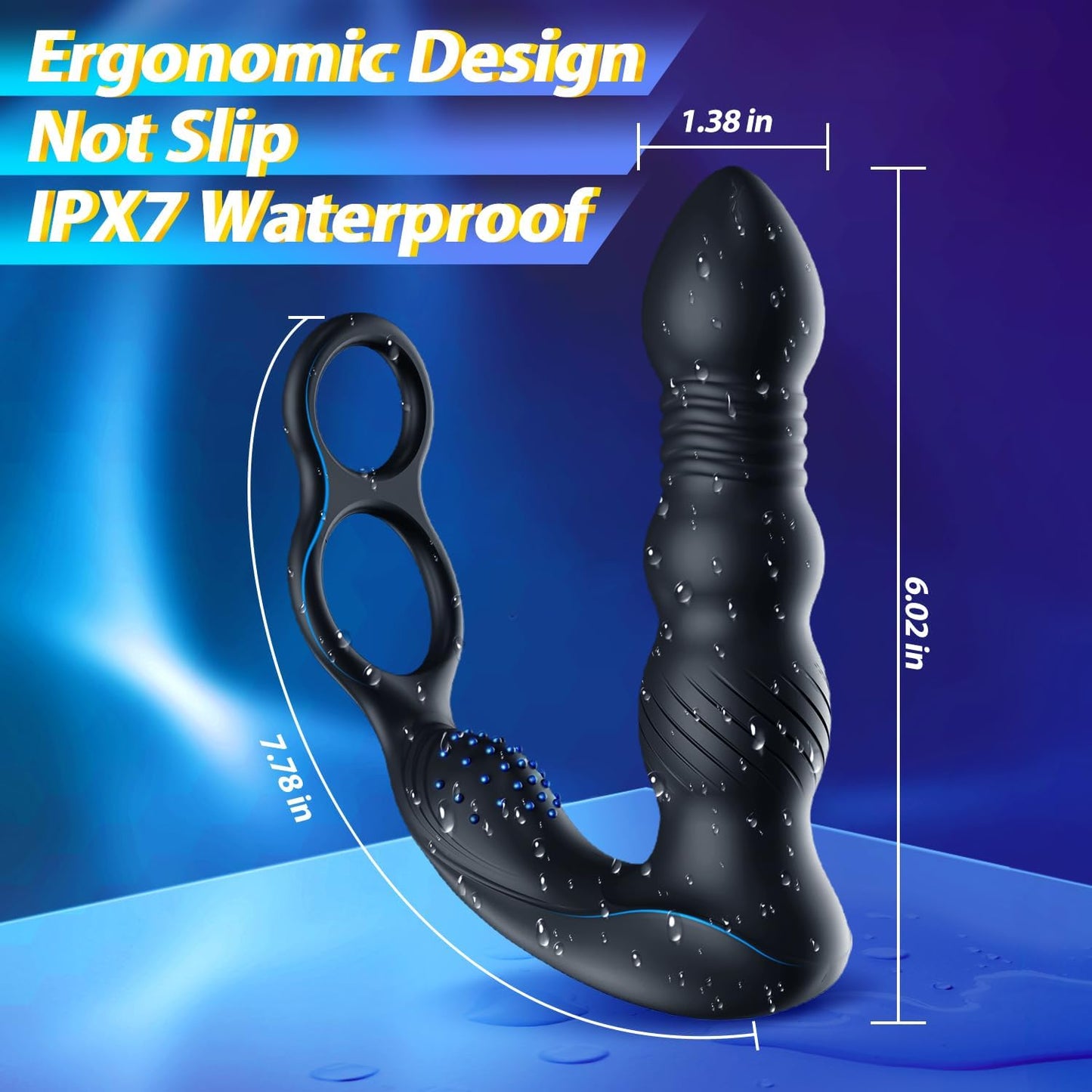 Thrusting Anal Plug Vibrator Prostate Massager with 10 Thrusting & Vibrating Modes