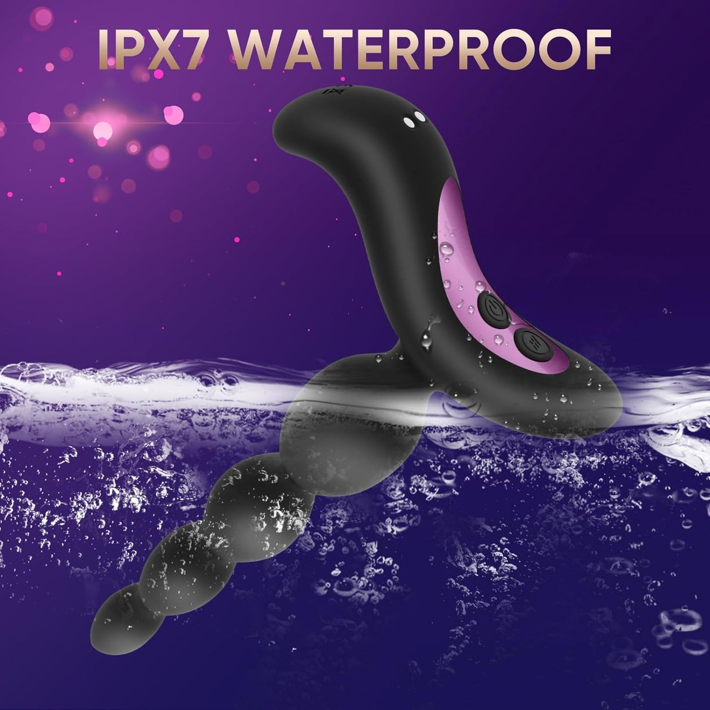 Anal Beads Butt Plug Prostate Massager with 10 Powerful Vibration Modes