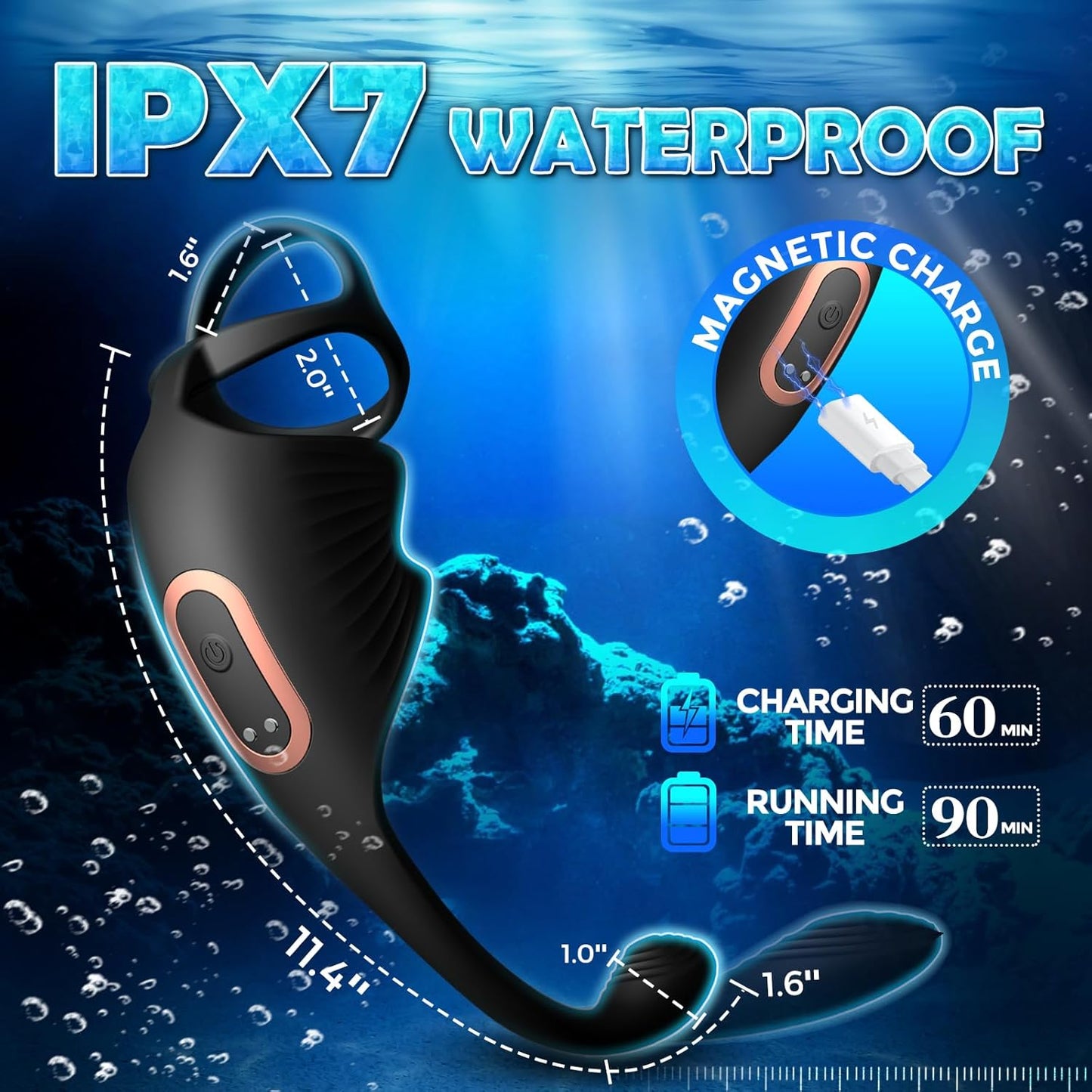 3 IN 1 Prostate Massager Cock Ring Penis Vibrator with 10 Vibrating Modes