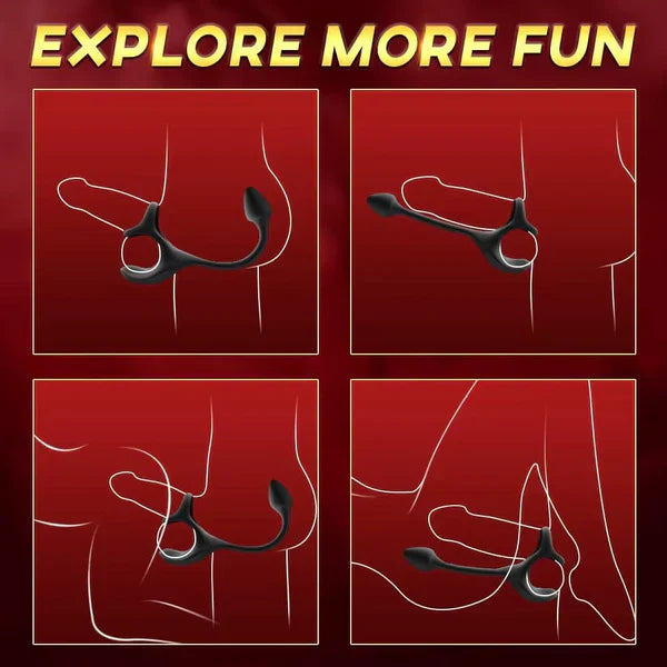 4 IN 1 Penis Vibrator Cock Ring Prostate Massagers Anal Toys with 9 Vibration Modes