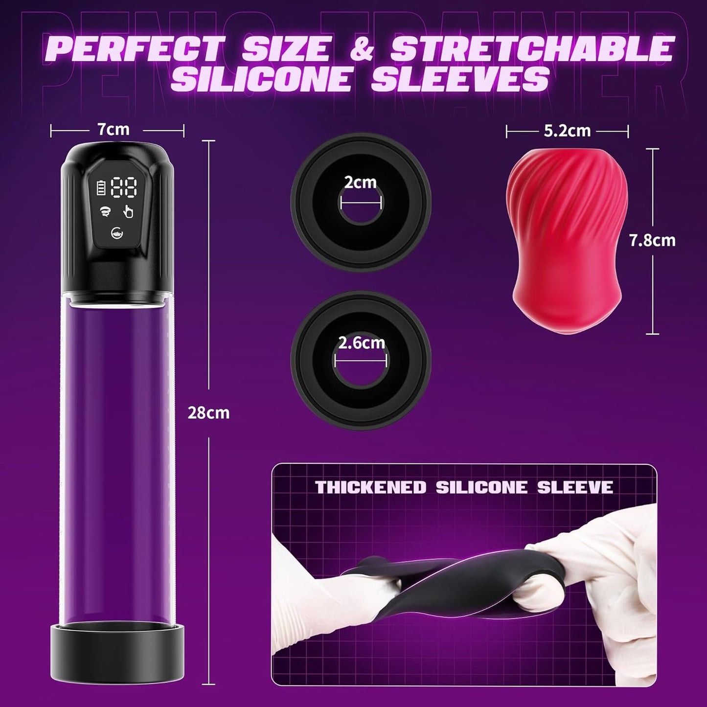 2 IN 1 Electric Penis Pump Enlargement Masturbator with 5 Vibration & Suction