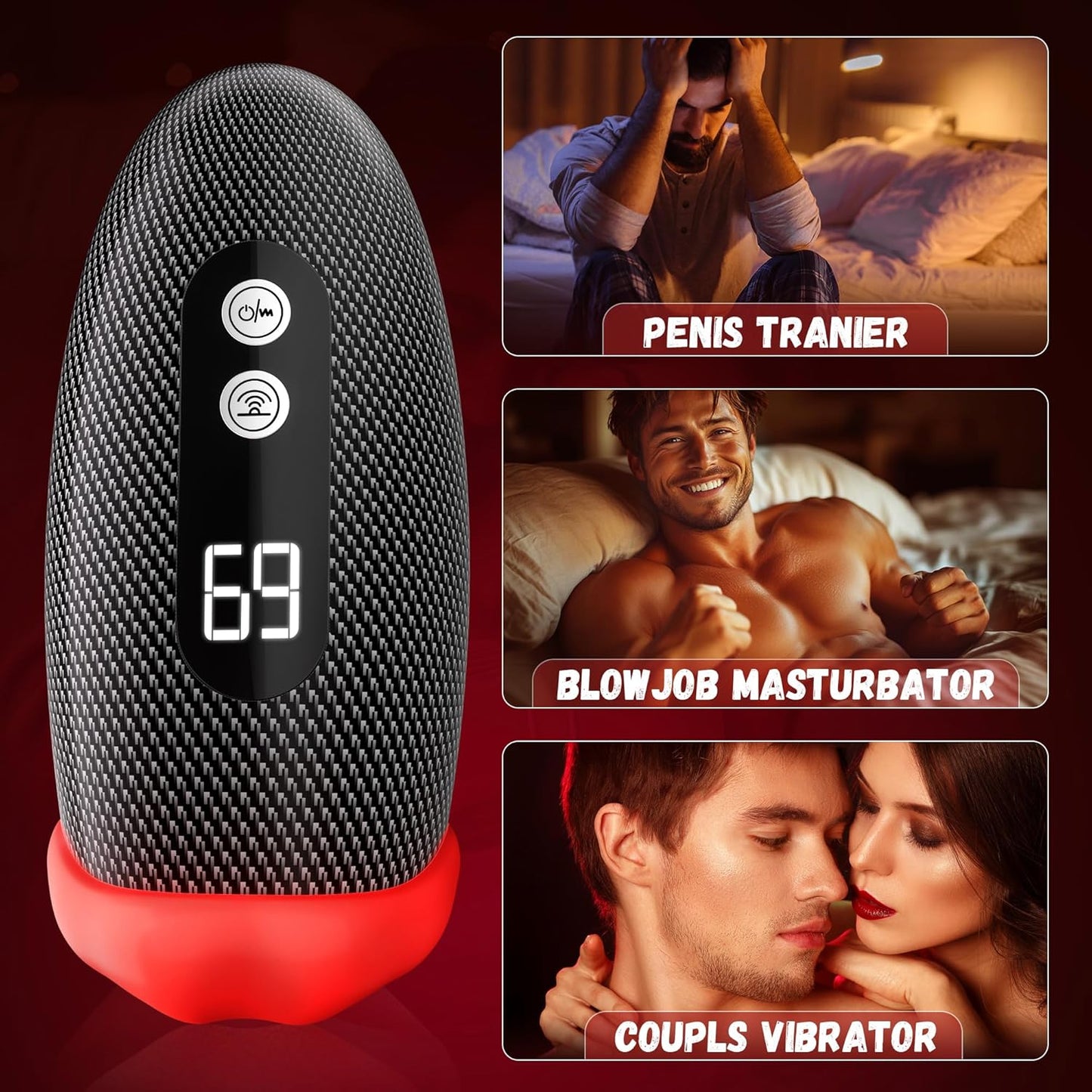 360° Wrapped Deep Throat Automatic Masturbator Stroker with 9 Tapping & Vibrating