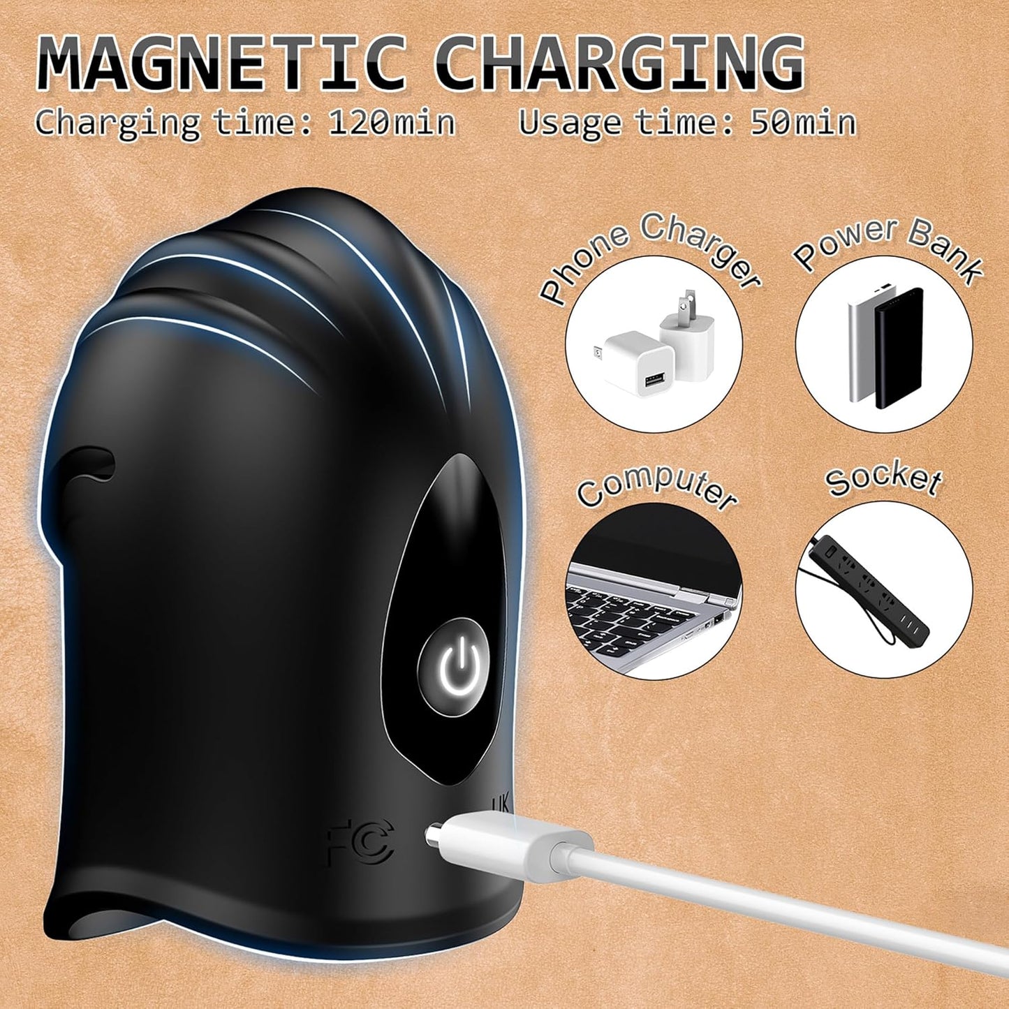 Adjustable Penis Trainer Glans Vibrator Masturbator with 10 Vibration Modes