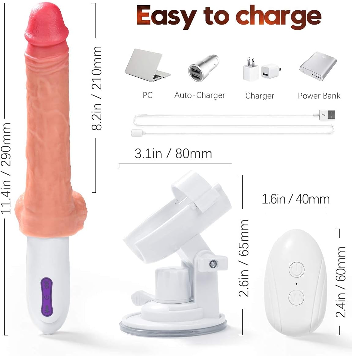 Hands Free Realistic Dildo Sex Machine with 8 Thrusting &Vibrating Modes