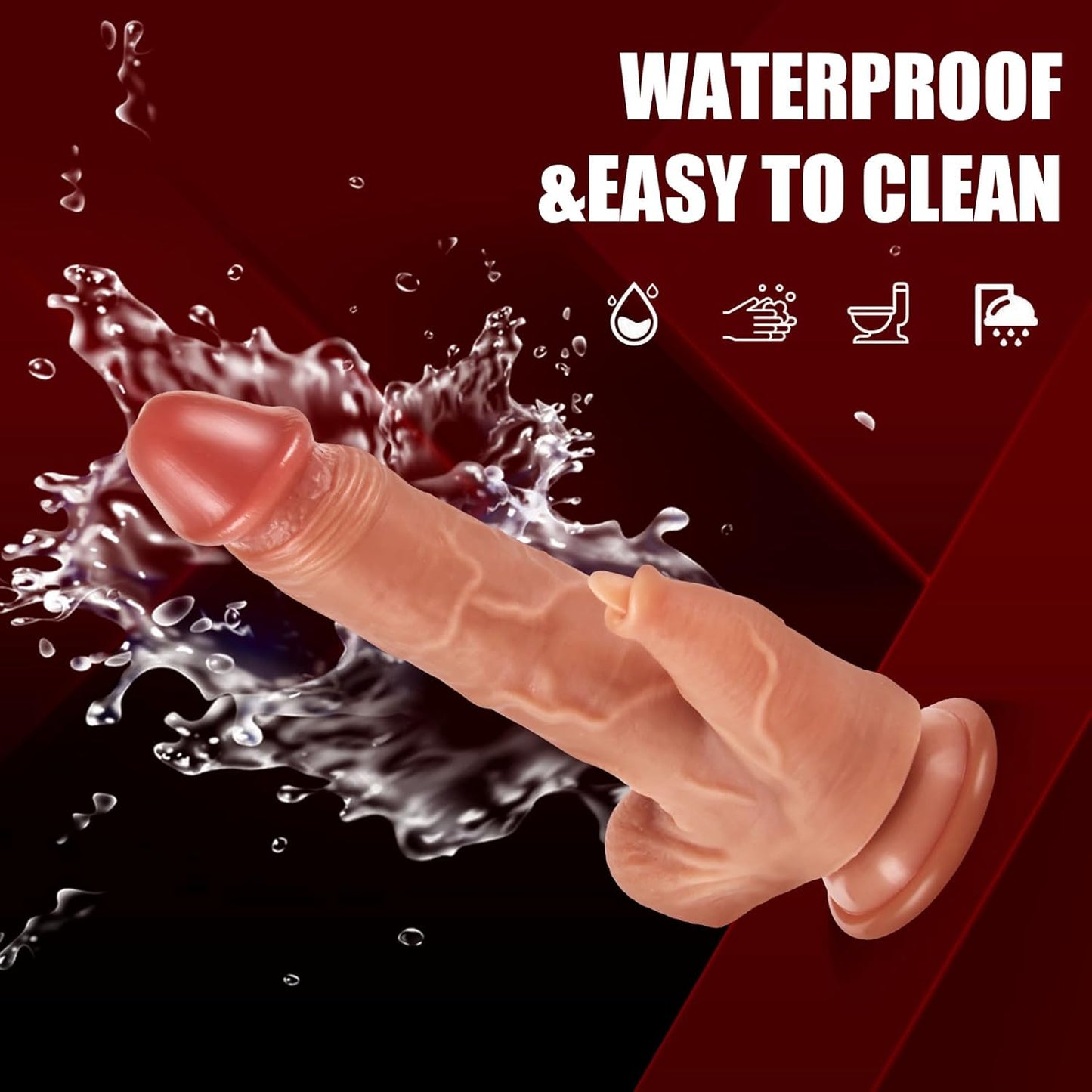 4 IN 1 Realistic Dildo Vibrator with 9 Vibration 3 Thrusting & Heating Licking Modes