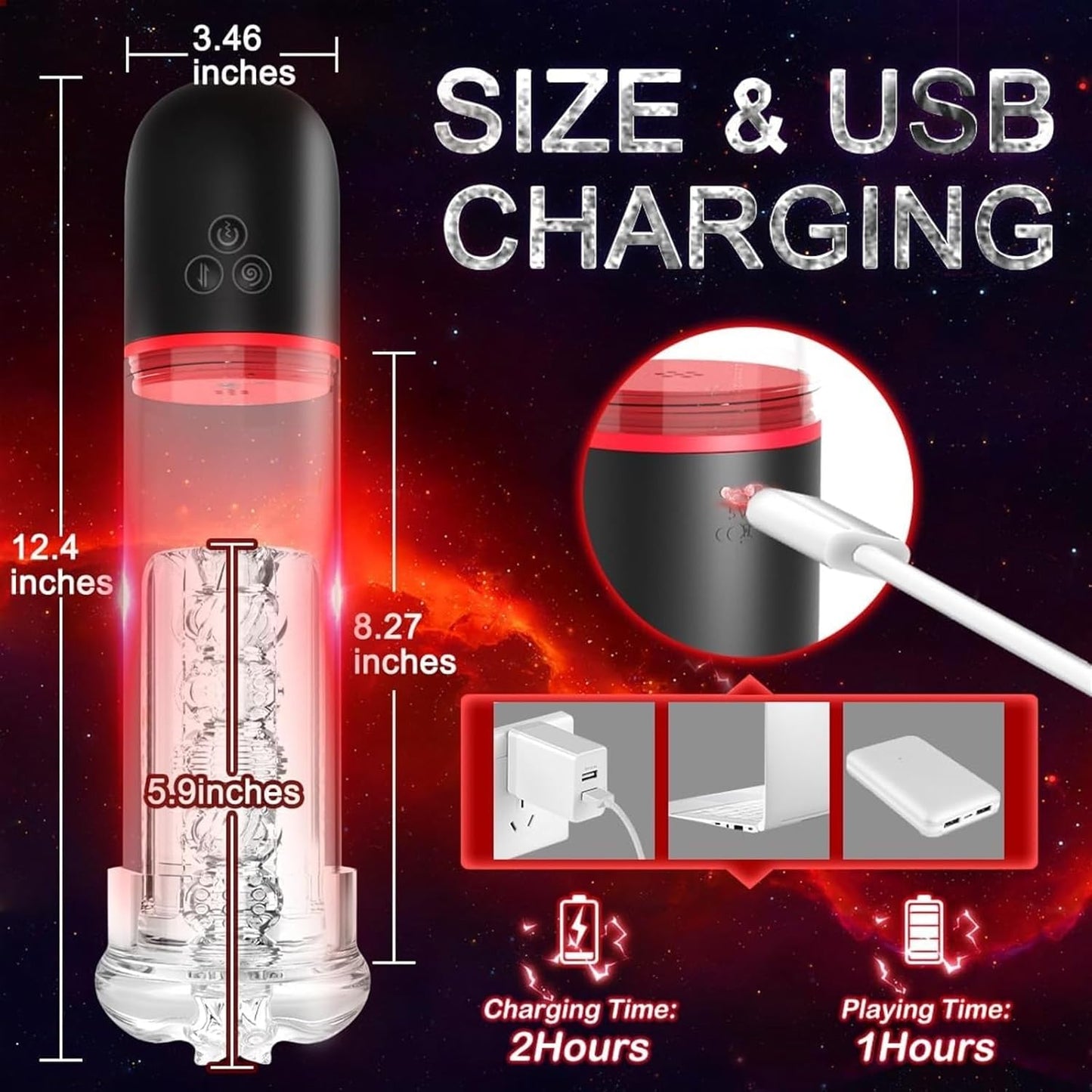 S-HANDE 2 in 1 Automatic Penis Pump Masturbator with 9 Suction Modes