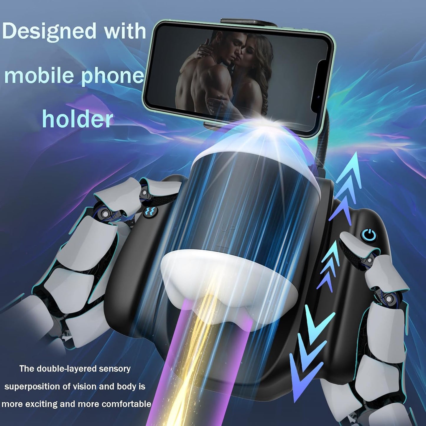 Electric Masturbator Penis Trainer Sex Machine with 3 Telescopic Functions & 9 Vibrations