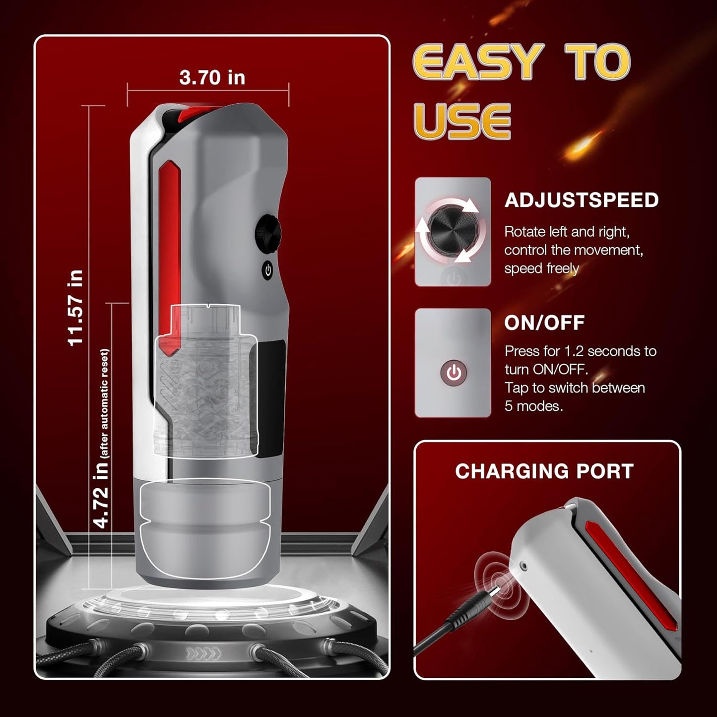 Automatic Masturbator Penis Stroker Blowjob with 5 Thrusting & Rotating