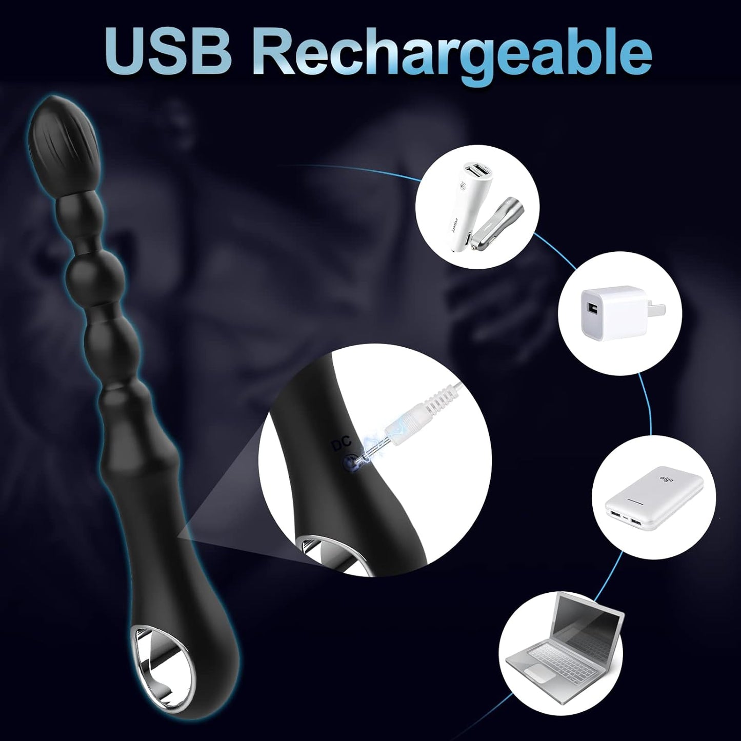 7 modes de vibration chauffant le vibrateur anal vibrant perles plug anal