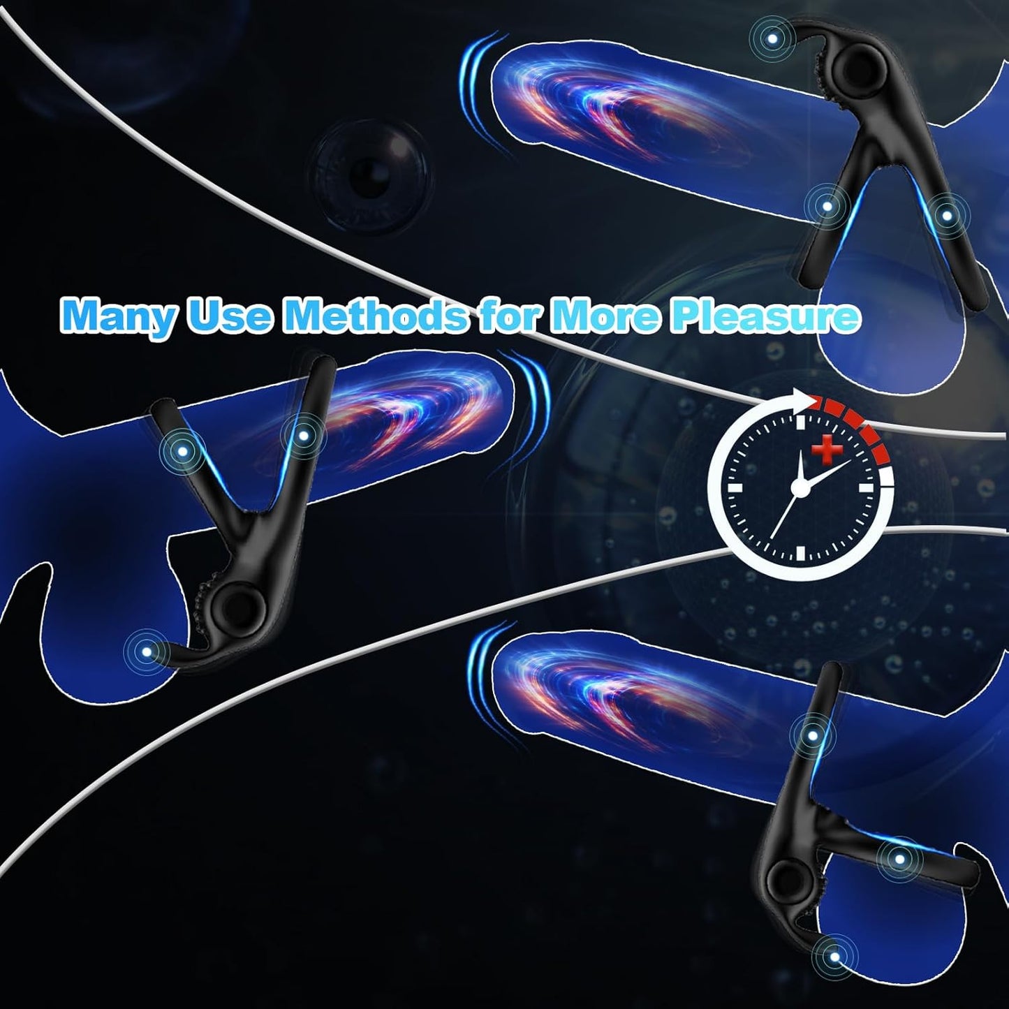 Dual Vibrating Cock Penis Ring Vibrators with Rabbit Ears