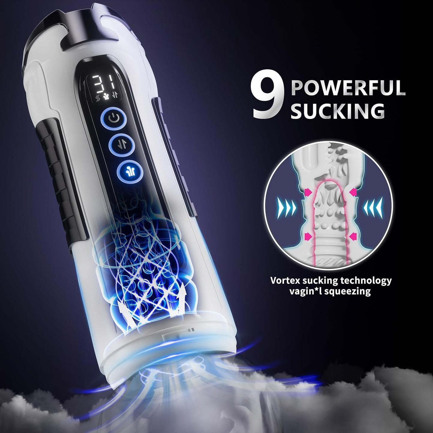 Automatic Masturbator Blowjob Stroker with 9 Sucking & Vibrating & Thrusting Modes