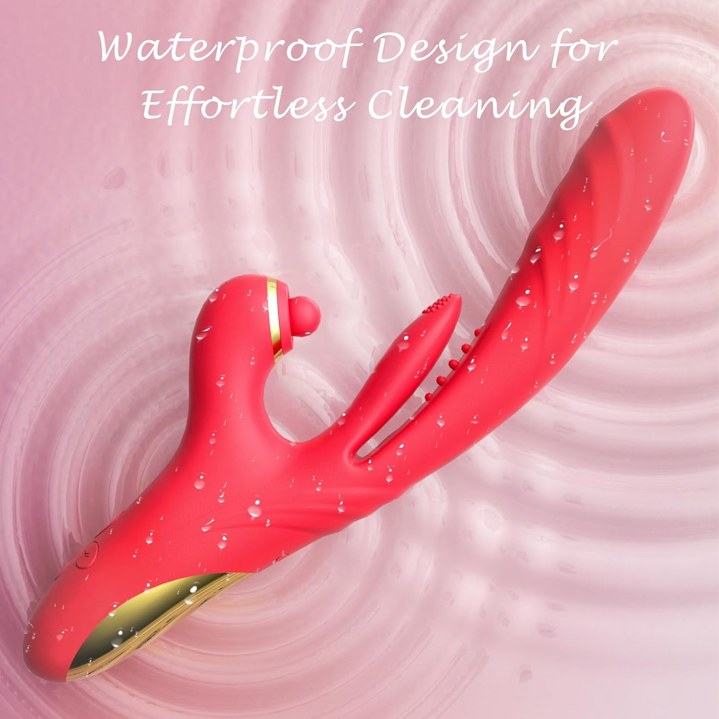 Vibromasseur à poussée 4 en 1 avec 3 poussées, 7 aspirations clitoridiennes et 10 modèles de tapotements