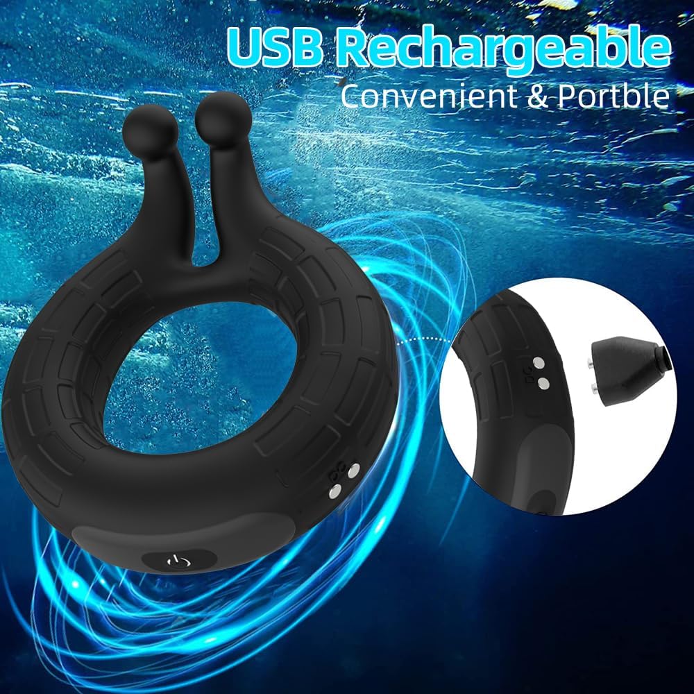 Penis Ring Vibrator Stimulator Adult Sex Toy with 10 Vibrating Patterns