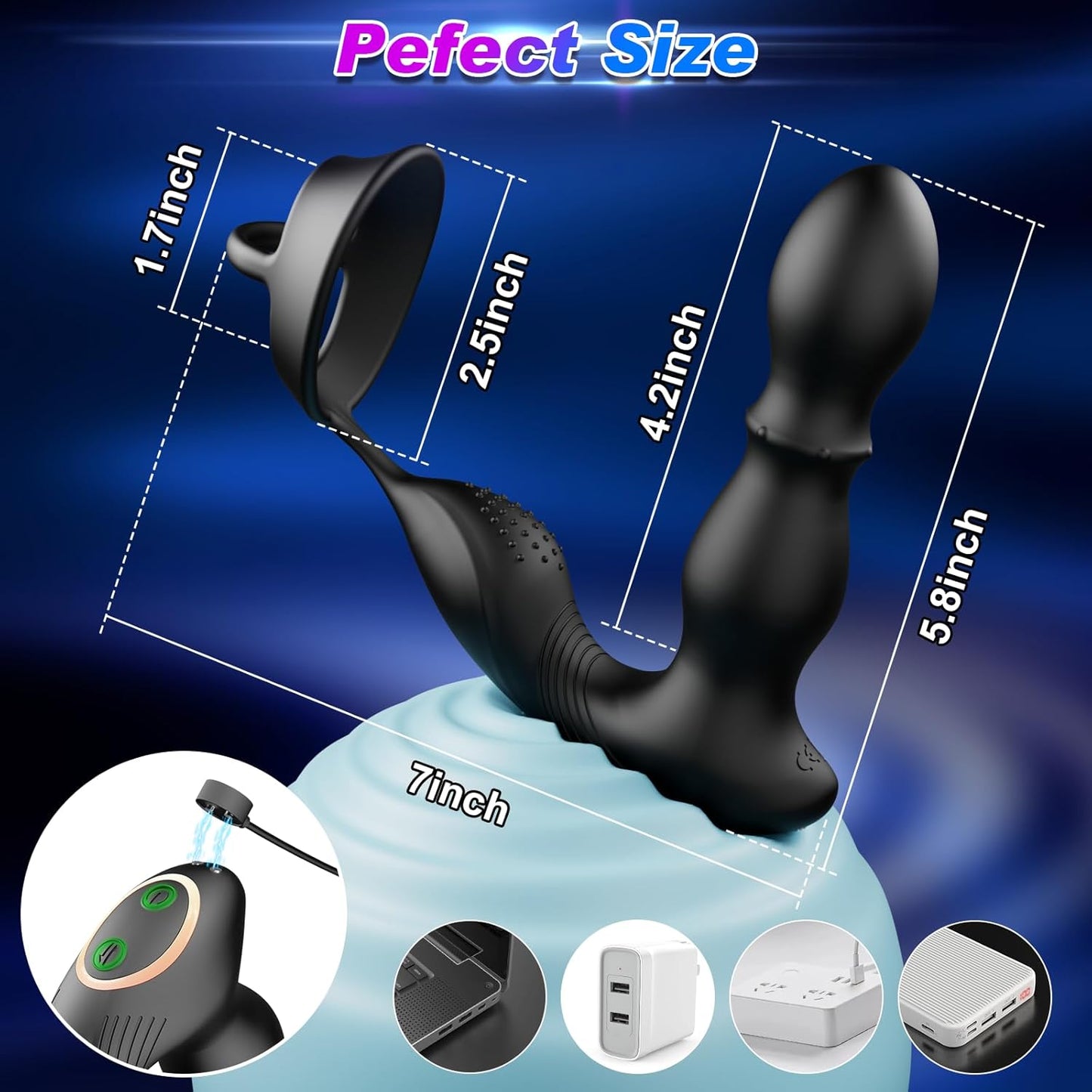 3 IN 1 Anal Plug Vibrator Prostate Massager with 10 + 10 Powerful Stimulation Modes