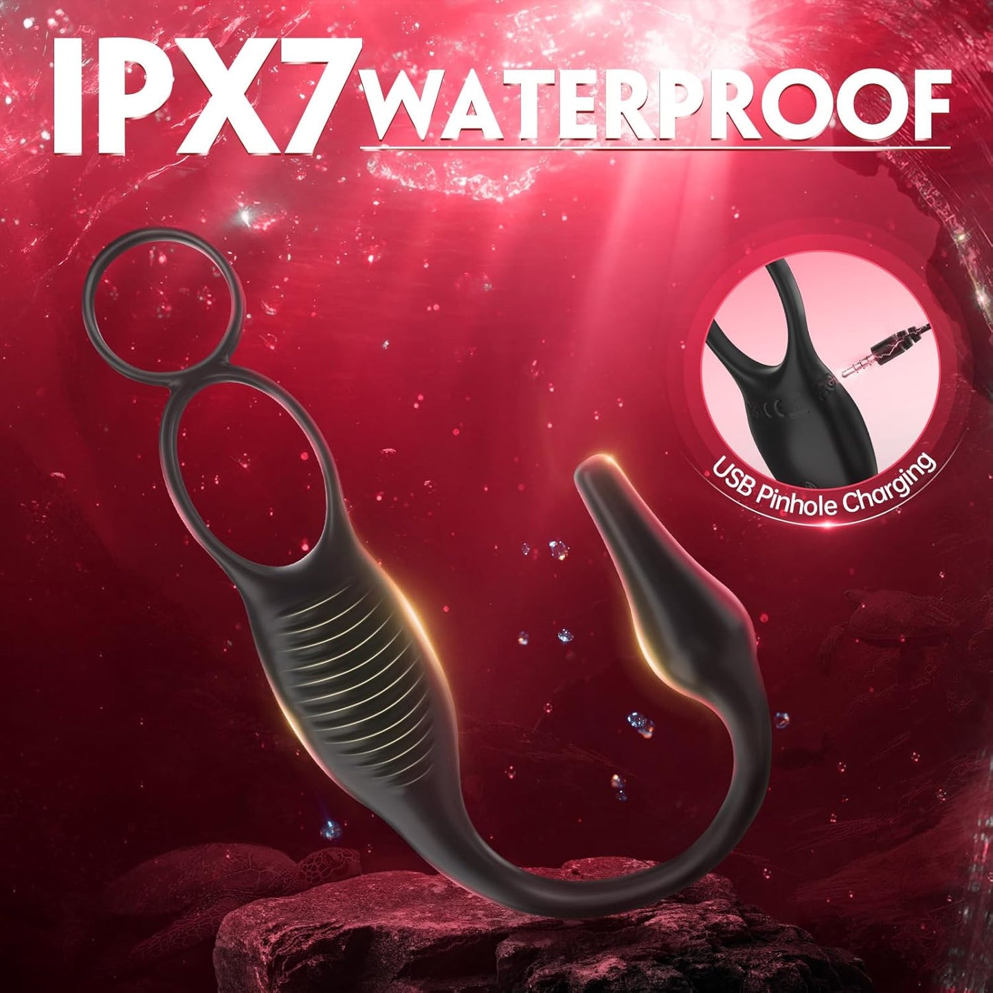 4 in 1 Prostate Massage Anal Vibrator Penis Ring with 7 Vibrations Modes