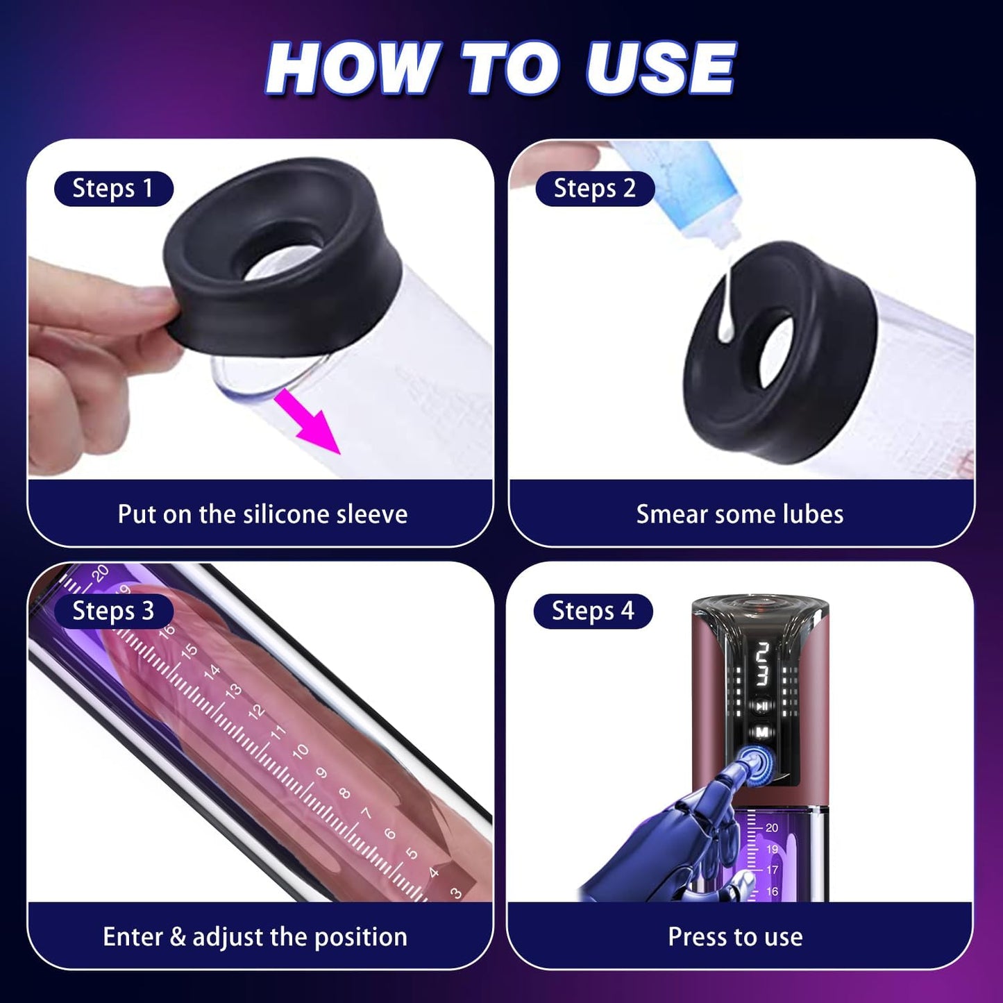 Electric Penis Pump Enlarger with 4 Powerful Sucking Modes