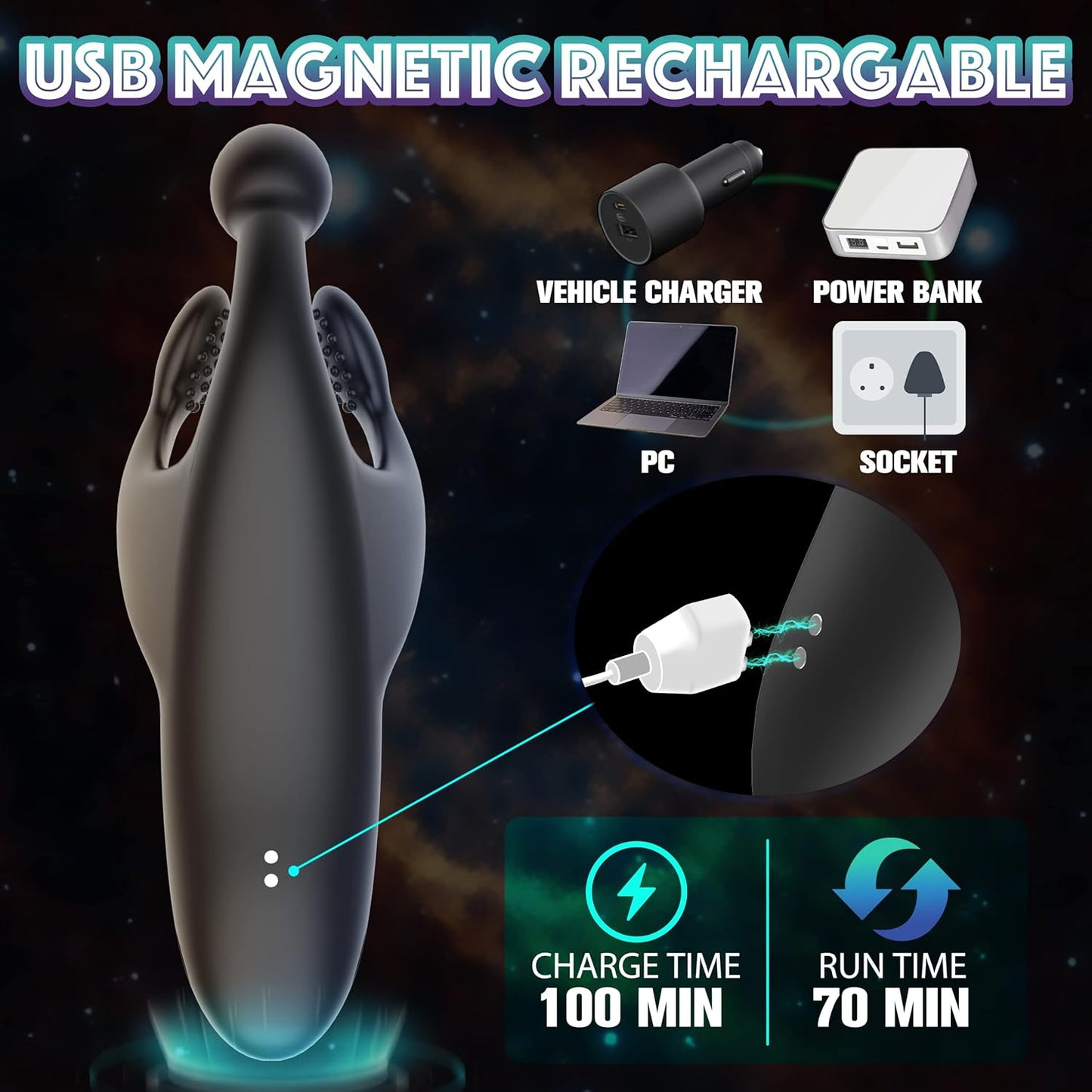 Vibrateur de pénis masturbateur à battement 2 en 1 avec 10 battements et 10 vibrations puissantes