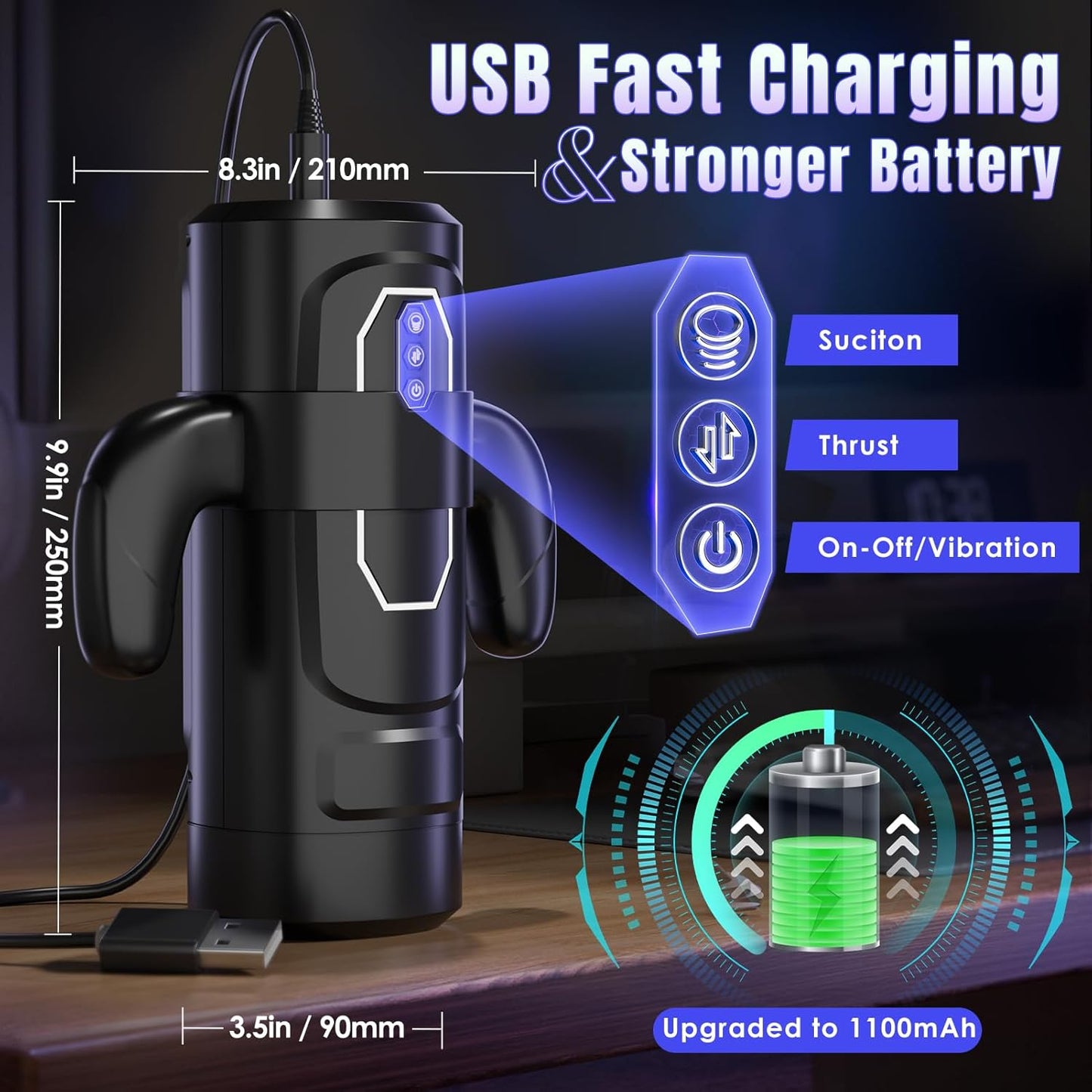 Automatic Masturbator Stroker Sex Machine with 6 Thrusting & 3 Suction