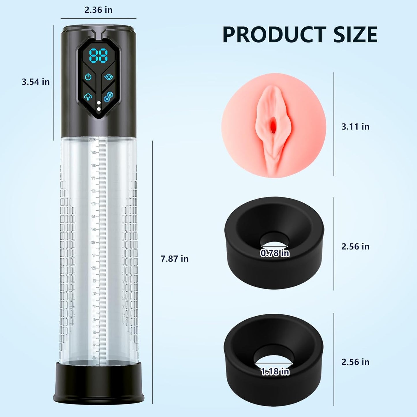 Automatic Vacuum Penis Pump Extender with 3 Suction Modes & 4 Training Pressure