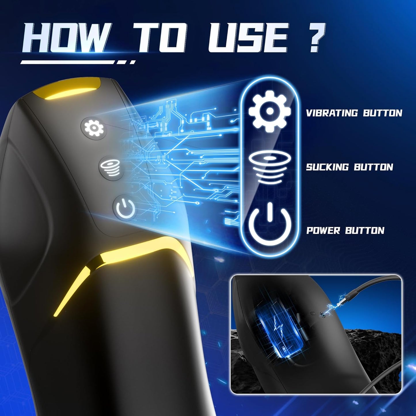 Automatic Masturbator Stroker Blowjob Sex Machine with 10 Vibration & Suction Modes