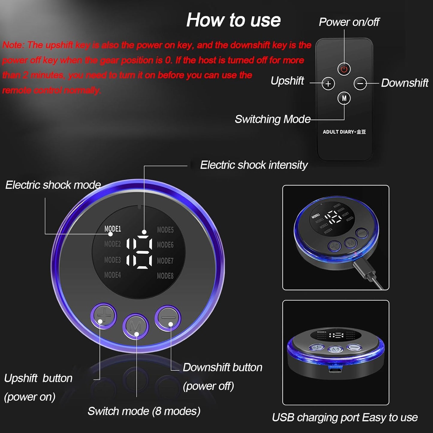 Electric Shock Anal Plug Anal Beads SM with Vibration with 8 Electric Shock Modes