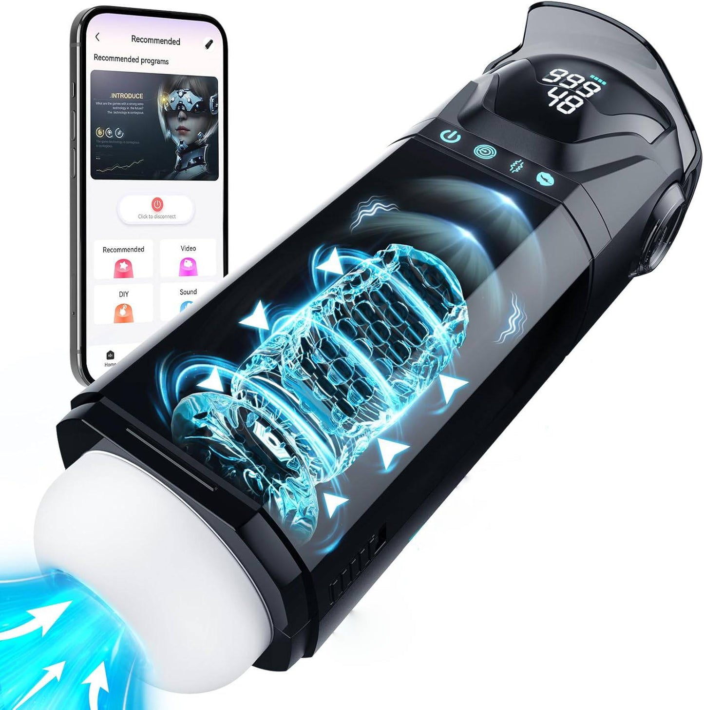 Automatic Masturbator Stroker Sex Machine with 9 Sucking & 9 Thrusting & 9 Vibrating