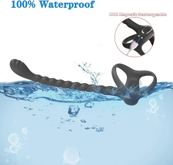 4 in 1 Prostate Massager Cock Ring Taint Stimulator Anal Toys with 10 Vibrations