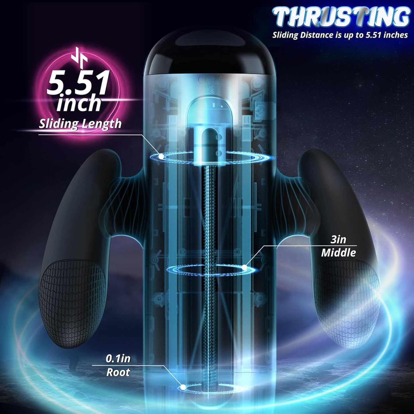 Automatic Masturbator Penis Trainer Stroker with 10 Thrusting & 10 Speeds & 10 Distances