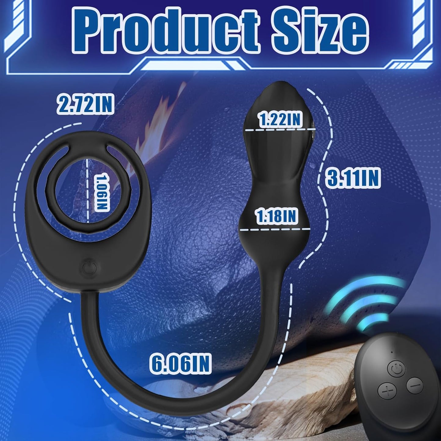 E-stim Anal Vibrator Cock Ring Prostate Massager with 10 Vibration & 3 Shock Modes
