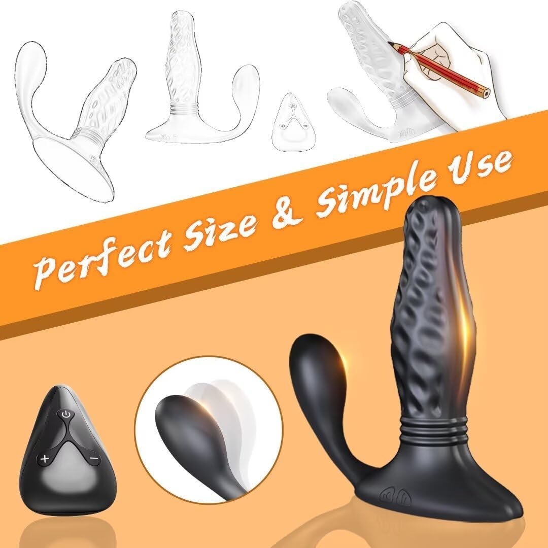 Anal Plug Prostate Massager Butt Plug with 12 Vibration & 3 Thrusting Modes