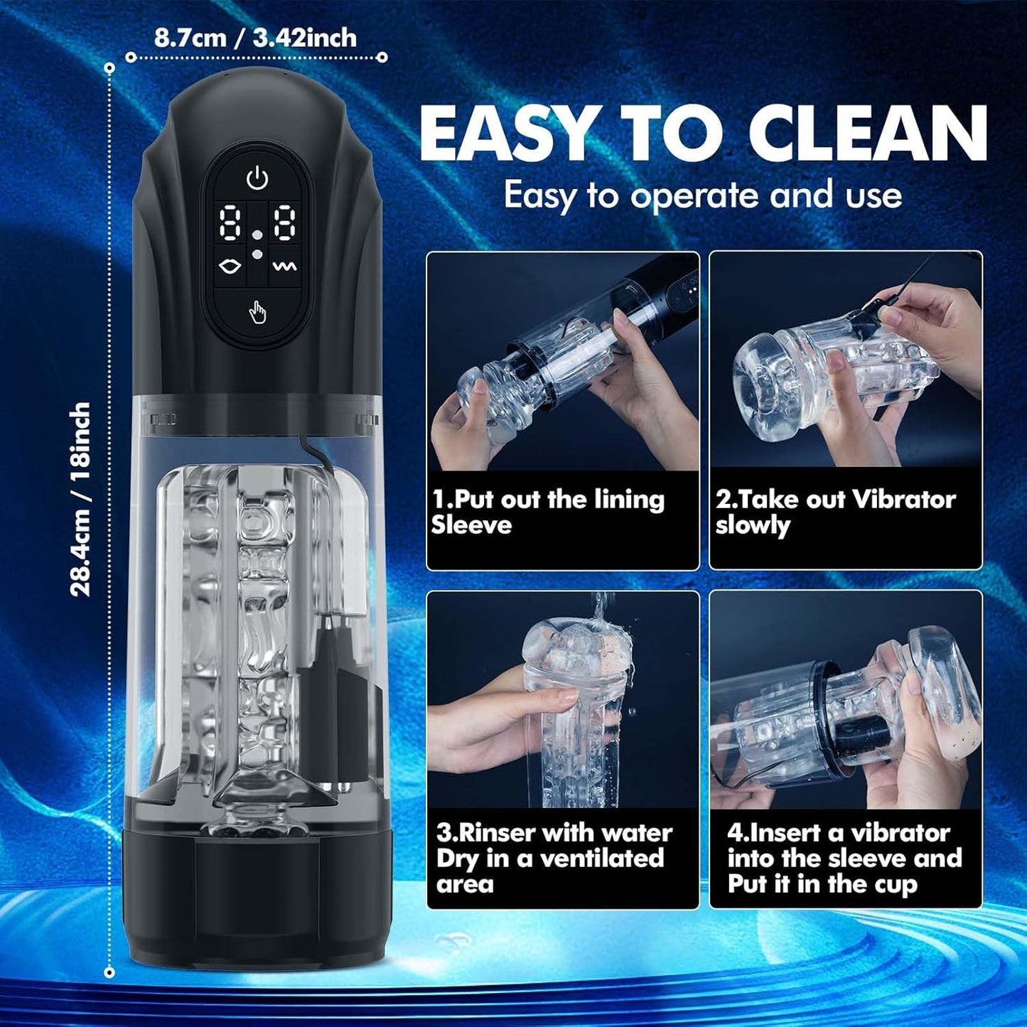 2 IN 1 Automatic Sucking Masturbator Blowjob with 10 Vibrating & Suction Modes