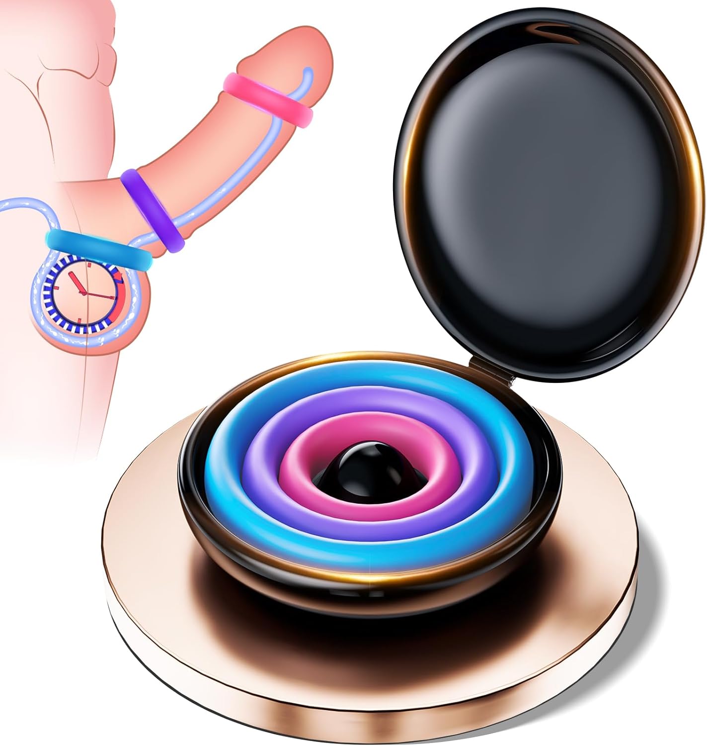 3 Pcs Multi-Coloured Different Sizes Penis Ring Cockring Cock Stimulator