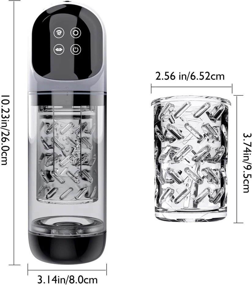 3 IN 1 Automatic Masturbator Penis Pump with 4 Pump & 7 Sucking 7 Rotating 7 Licking