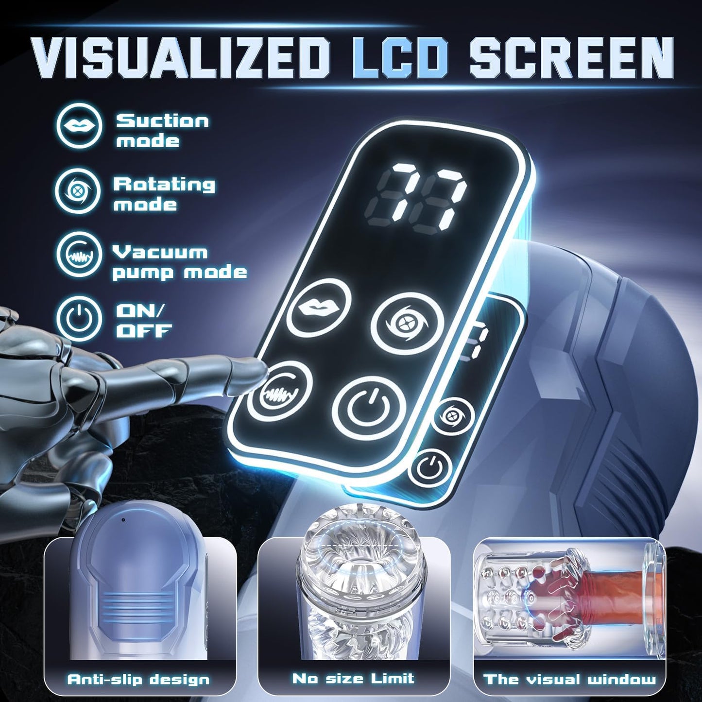 4 IN 1 Automatic Masturbator Penis Pump Stroker with 7 Sucking & 7 Vibrating Modes