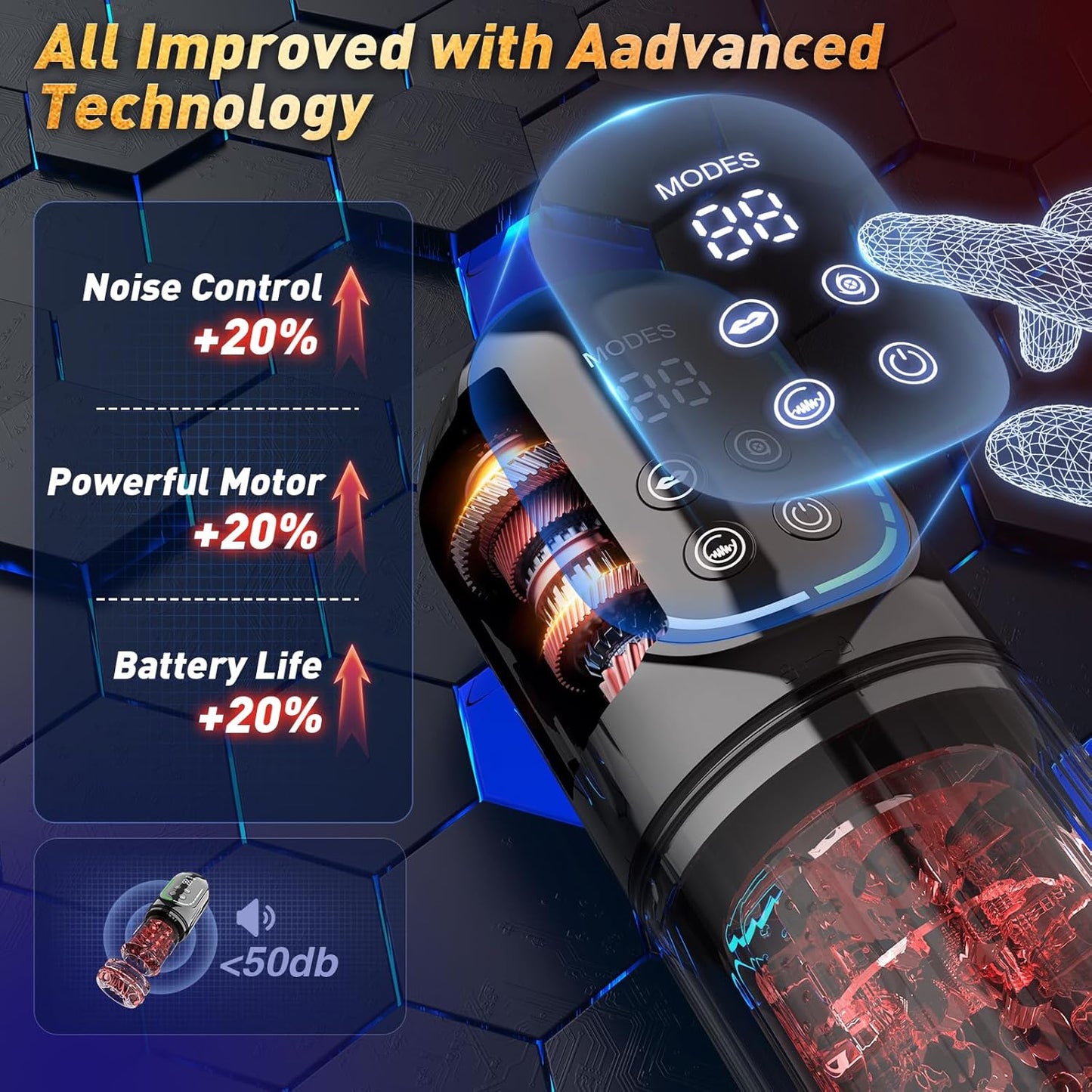 Automatic Masturbator Penis Pump with 12S Vacuum Pump & 7 Thrusting Rotating Vibrating Sucking Licking