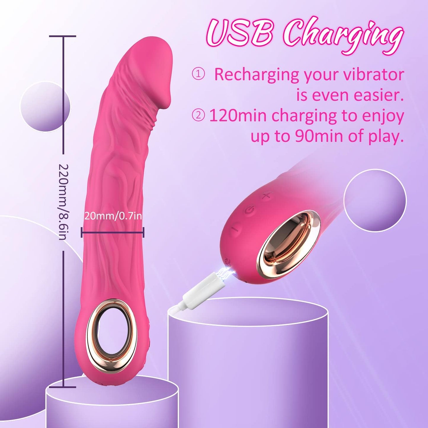 Gode vibrateur réaliste G Spot avec 10 modes de vibration puissants