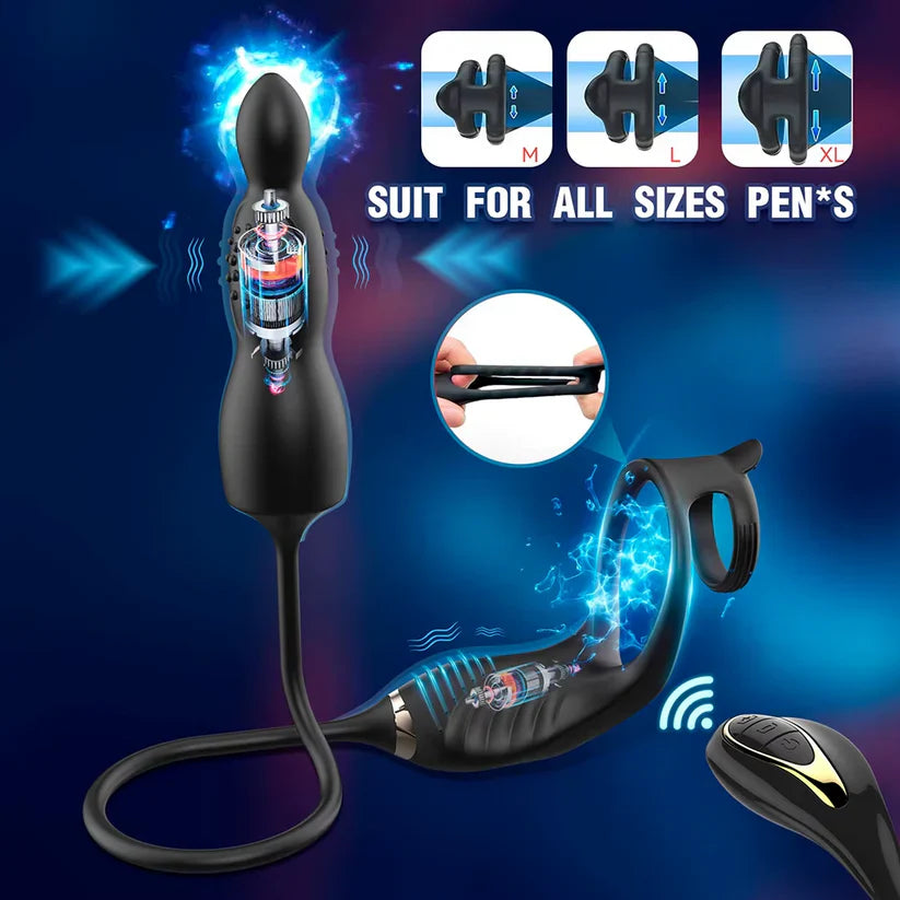Anal Vibrator Butt Blug Prostate Massager Penis Ring with 10 Plus Modes