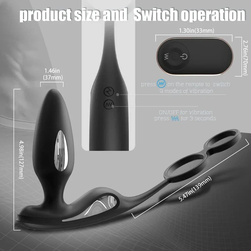 E-stim Anal Butt Vibrator Prostate Massager with 9 Vibration & 5 Elektro Shock Modes