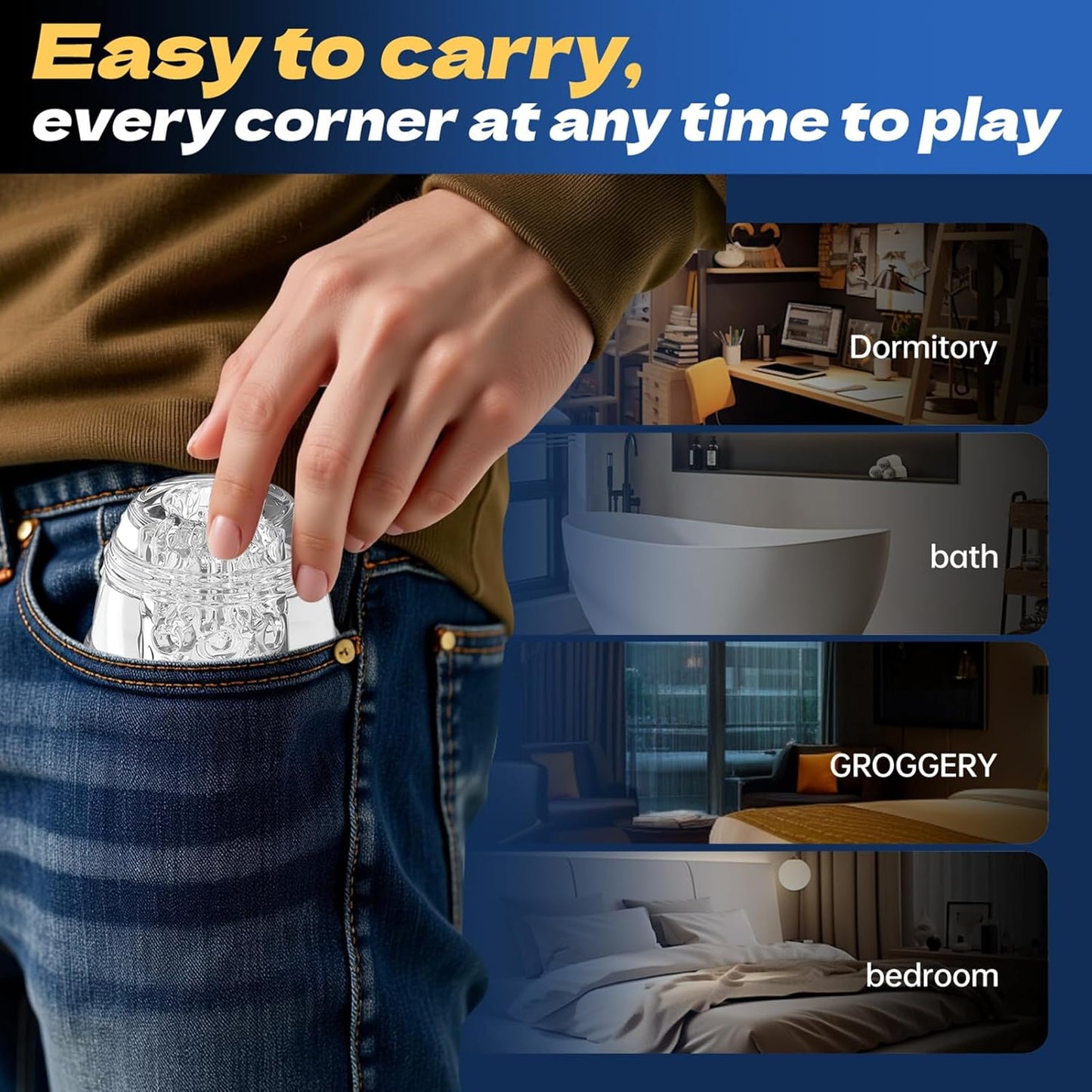 Realistic Penis Trainer Stroker Pocket Pussy Masturbator with Thick Walls