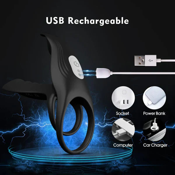 3 in 1 Multi Functional Anal Vibrator Prostate Massager Penis Ring with 10 Vibration Modes