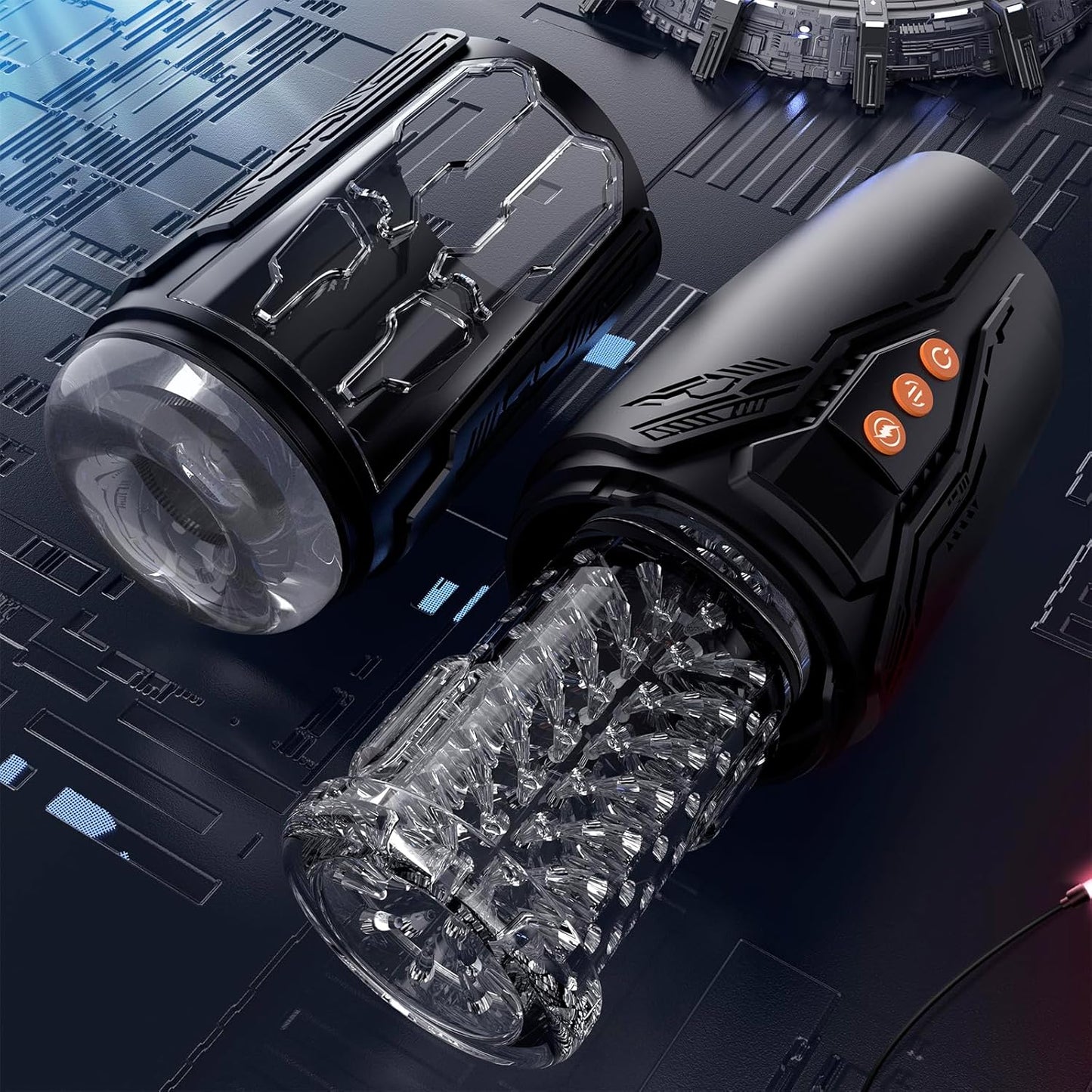 4 in 1 Automatic Masturbator Stroker with 7 Rotating & Thrusting & 10 Vibrating Modes