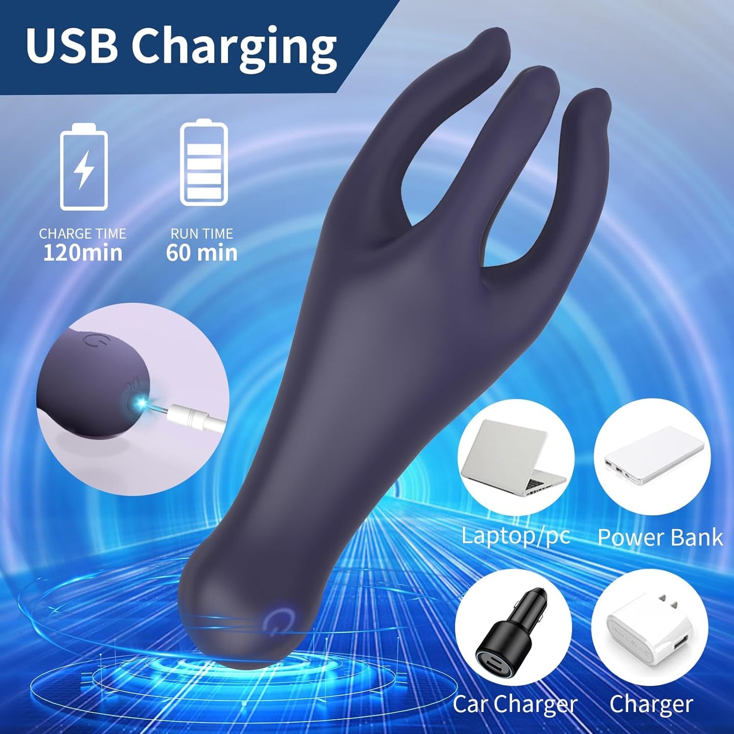 Masturbateur masculin de stimulateur de gland de bande flexible avec 10 modes de vibration