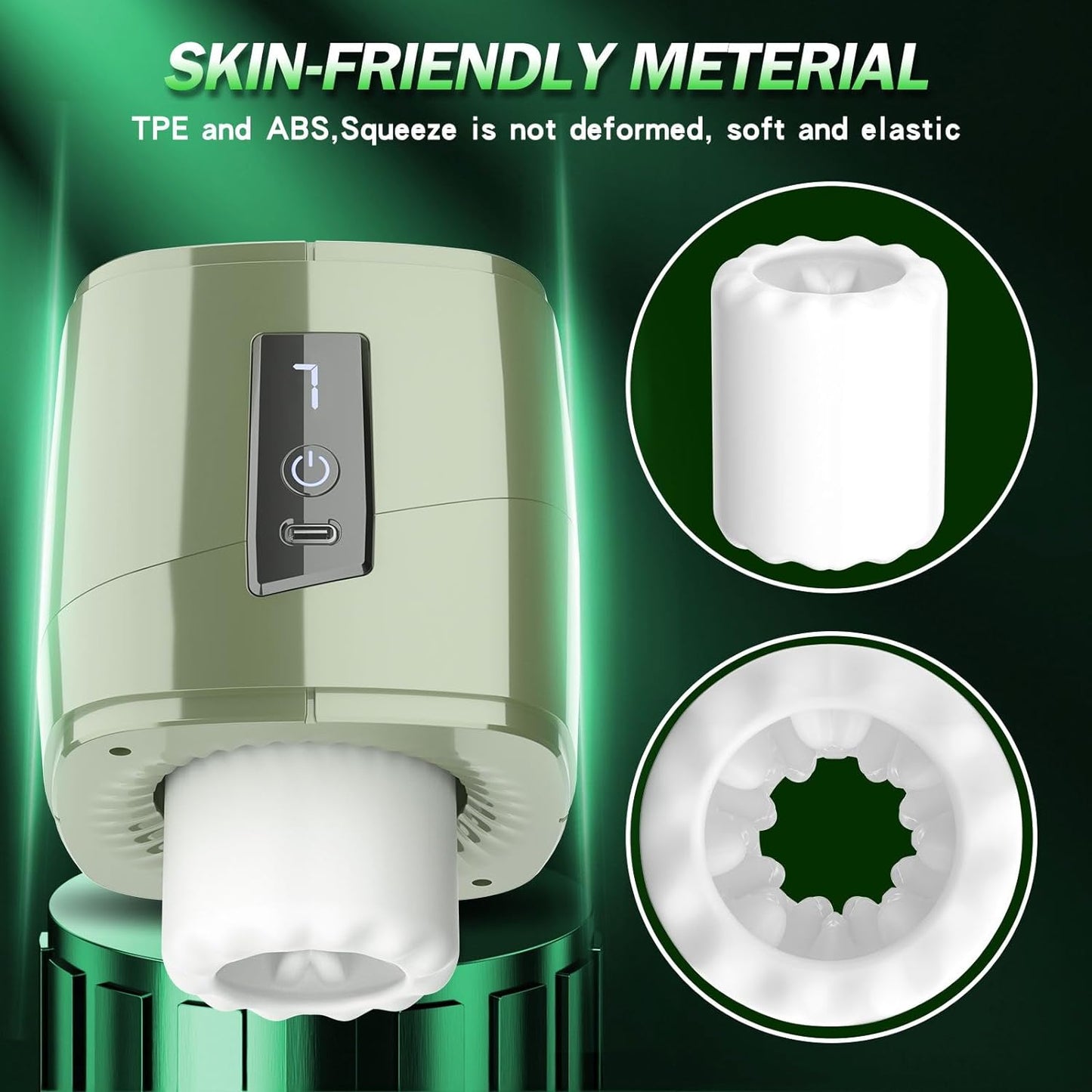Stroker de tasse de masturbation à double extrémité ouverte avec écran LCD avec 7 modes de poussée et de rotation