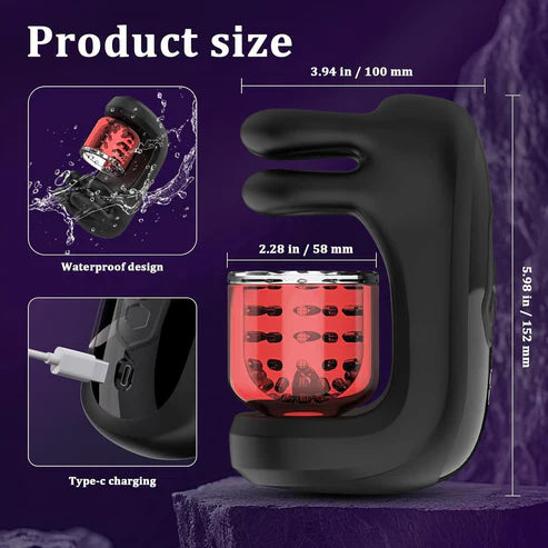 3 IN 1 Penis Trainer Glans Vibrator Stroker Blowjob with 9 Rotation and Vibration Modes