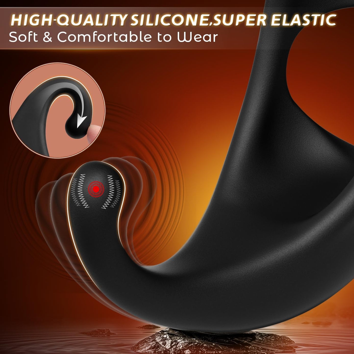 Anal Vibrator Butt Plug Penis Ring Stimulator Male Sex Toys with 10 Vibration Modes
