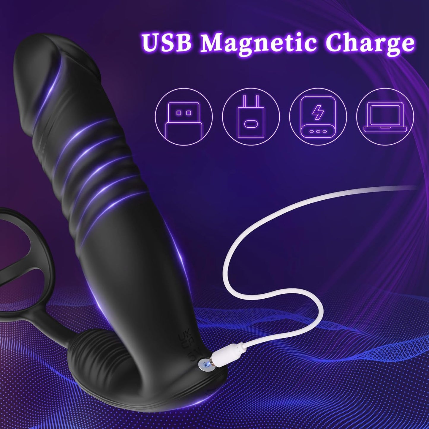 3 in 1 APP Thrusting Anal Stimulator Prostate Massager with 6 * 6 * 6 Modes